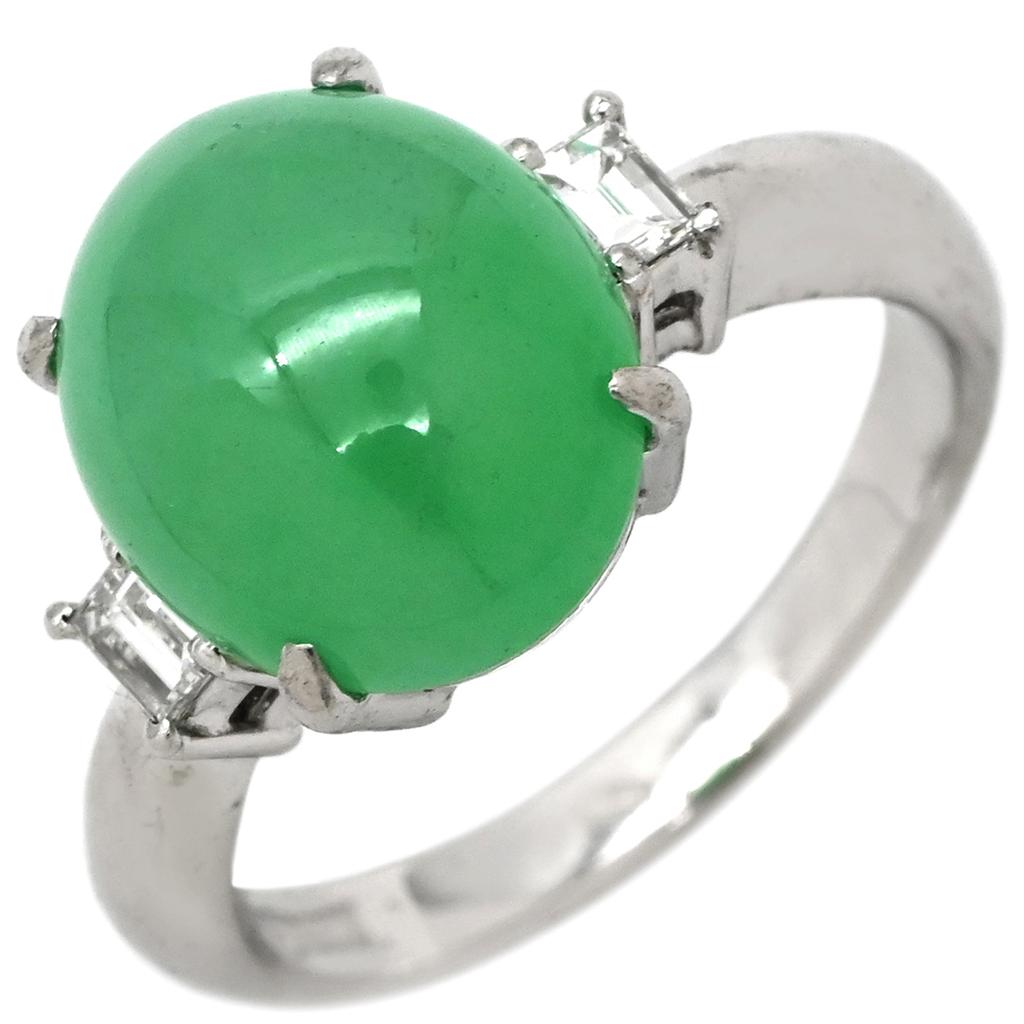 NON BRAND - Jade 6.01ct DiamondRing ring Pt850/Jade #10.5(JP Size) Array
