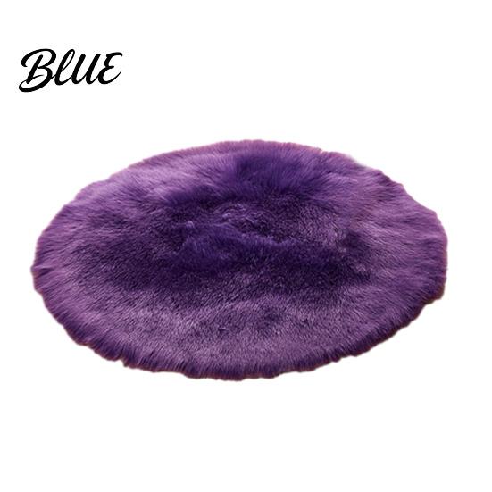 Versatile Round Carpet Color Machine Soft Bedroom Mat Plush Furry Floor Rug Solid Kids Room