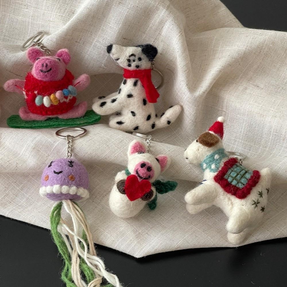 Mouse King Nepal Felt Keyring Mushroom Umbrella Fairy Tale Style Keychain Car Key Pendant