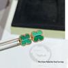 High-Version 18K Rose Gold Earrings: Four-Leaf Clover with White Mother-of-Pearl & Red Agate - Fashionable, Luxurious, INS Style.