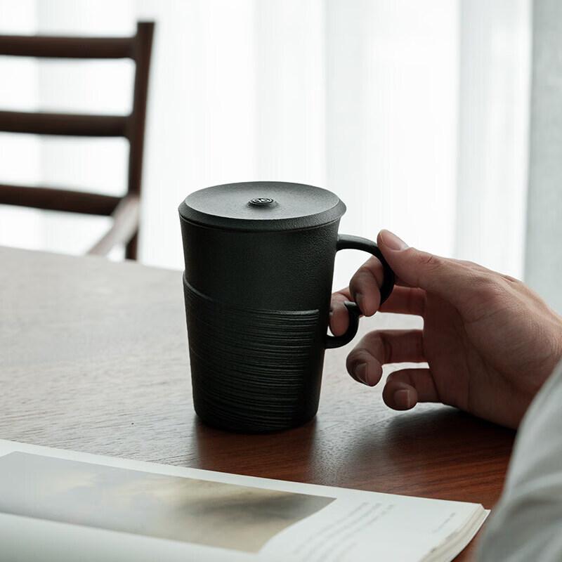 Wanqiantang Ceramic Office Tea Cup - Black Iron Glaze