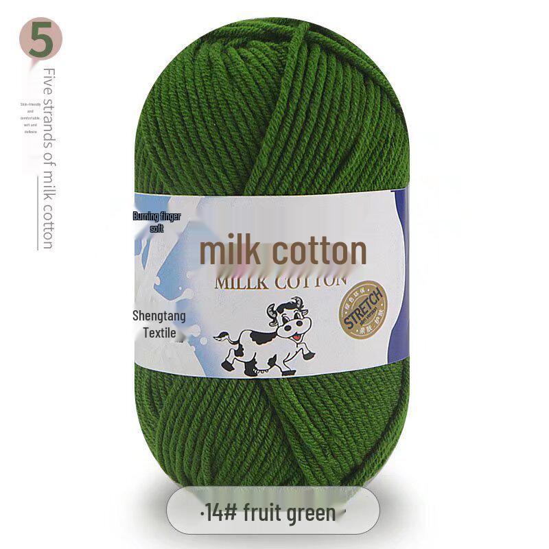Five-Strand Milk Cotton Yarn for Crochet: Medium-Thick, Hand-Knitted DIY Kit for Dolls, Shoes, Scarves.