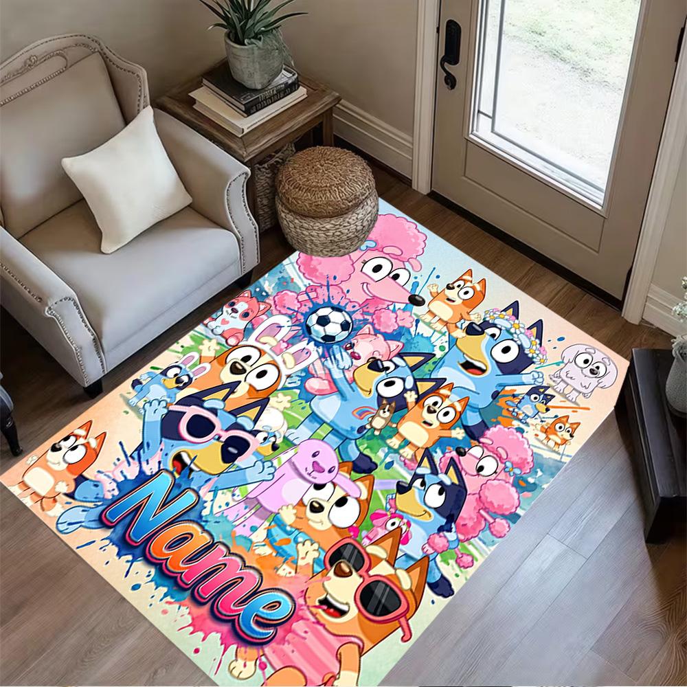 Colorful Animal Friends Customize Your Name Area Rug Design for Entryway Playrooms Kitchen Living Rooms Anti-slip Rug Office home decor