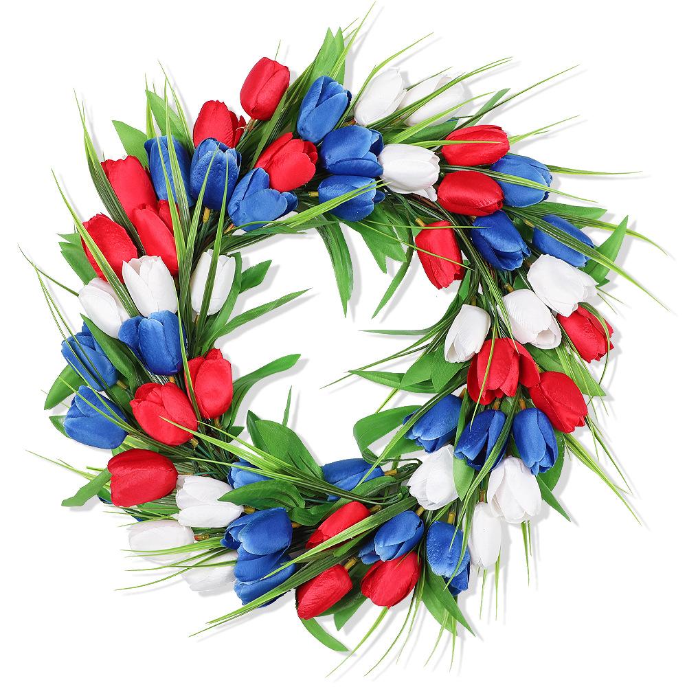 Garland Simulation Tulip Garland Door Ring Decoration Flower Silk Flower Simulation Flower Wall Decoration Pendant