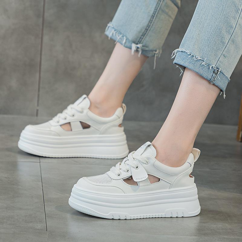 Women's Shoes High-end External Wear 2025 Spring and Autumn New Thick-soled Inner Height Increase Casual Little White Shoes Women's Sports Dad Shoes