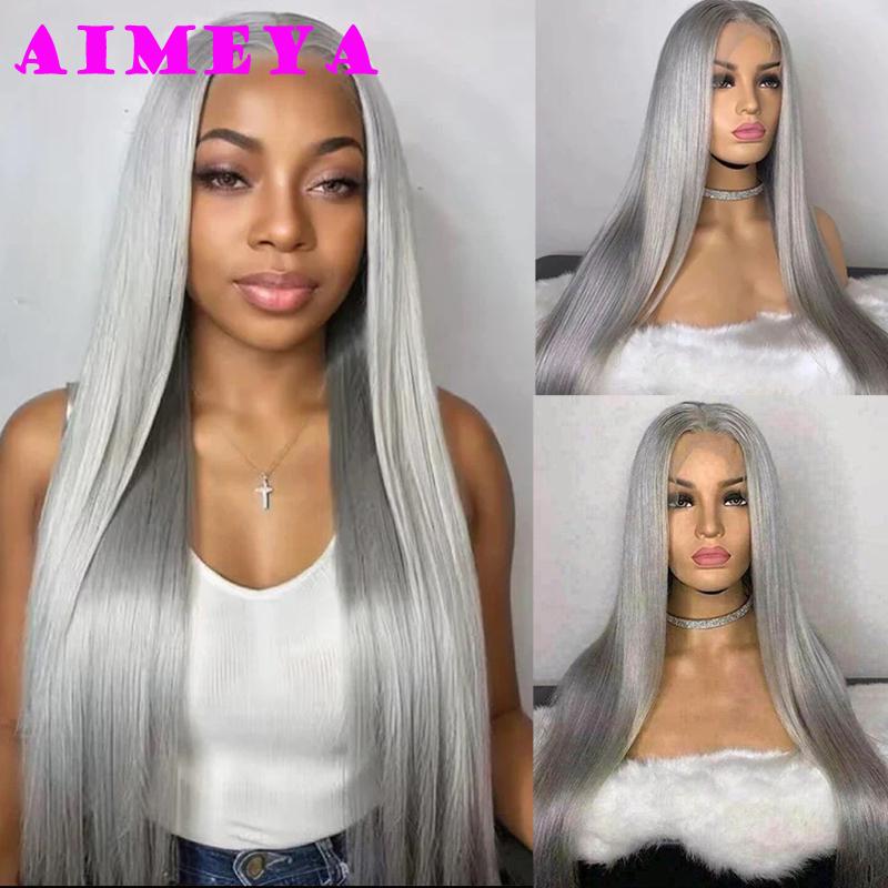 AIMEYA 13X6 Pink Lace Front Wig Natural Hairline Long Silk Straight Synthetic Wig for Women Free Part Big Lace Hair Daily Use