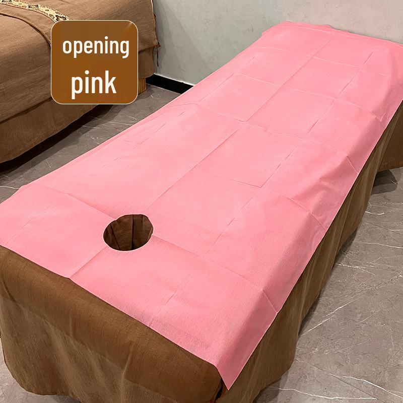 100 Disposable Non-Woven Waterproof & Oil-Proof Massage Bed Sheets with Hole - Thickened for Beauty Salons