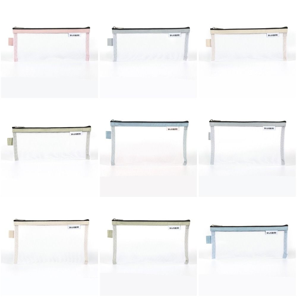 Cosmetic Bag Small Wallet Mesh Storage Bags Transparent File Bag Grid Pencil Bag Stationery Bag