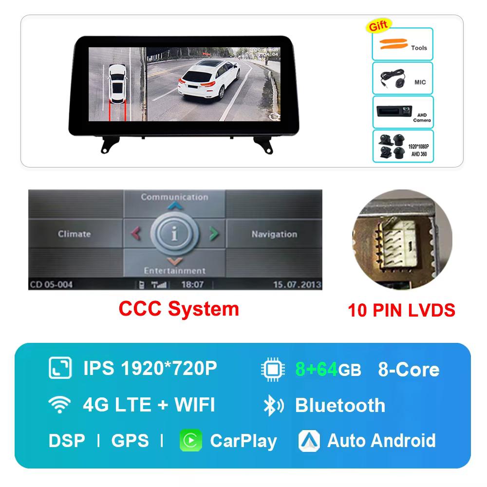 12.3 inch for BMW X5 E70 X6 E71 2007 - 2013 CCC CIC System GPS HD Touch Screen Android Car Radio Multimedia Player