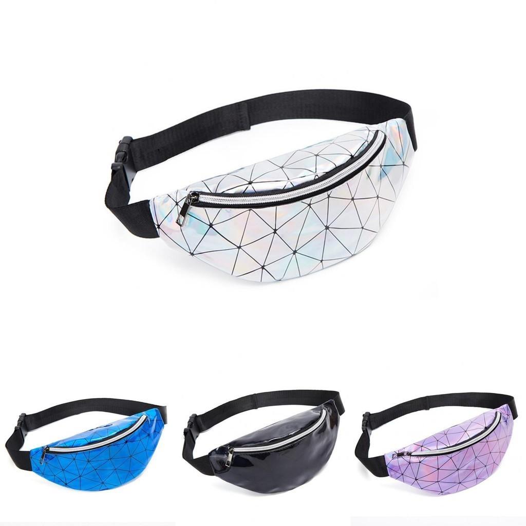 Elegant Geometric Holographic Waist Bags Stylish Fanny Belt Packs For Any Occasion