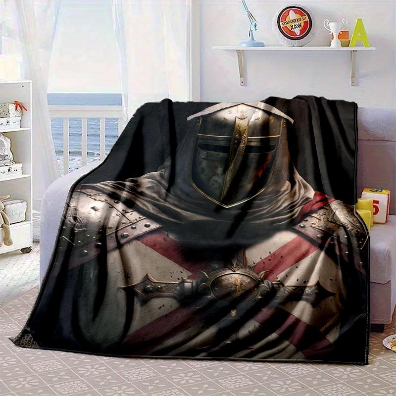 Knights Templar Symbol Blanket Flannel Blanket for Bed, Sofa, Camping, Hiking, Picnic Essentials, Gift for Family Fan Gifts