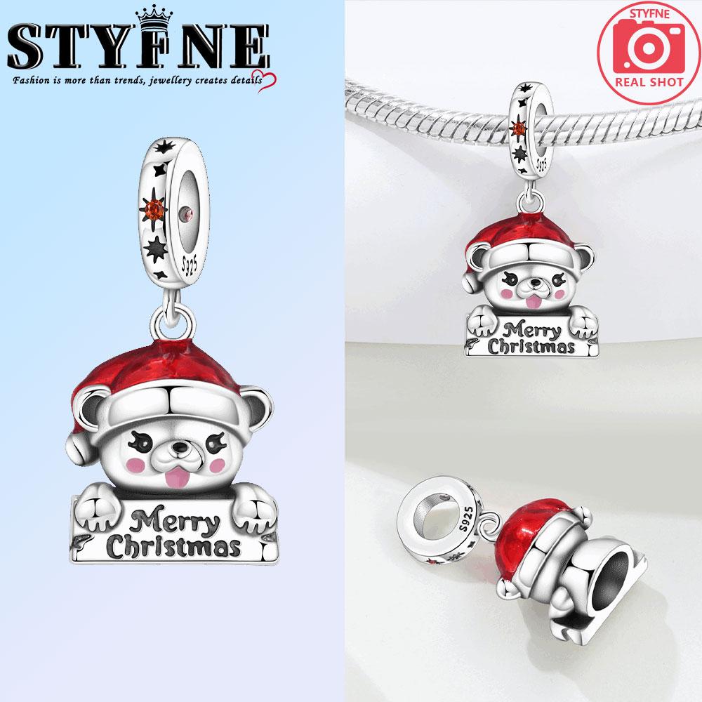 Copper Christmas Polar Bear Snowflake Snowman Coffee Charms Beads Pendant For Original Bracelet Woman Girl Jewelry