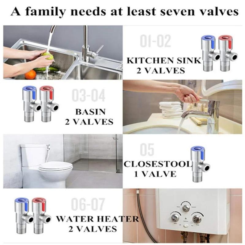 Edelstahl Eckventil WC Wasserabsperrventil Wasserhahnventile für Badezimmer Küchen Balkone WC Zubehör