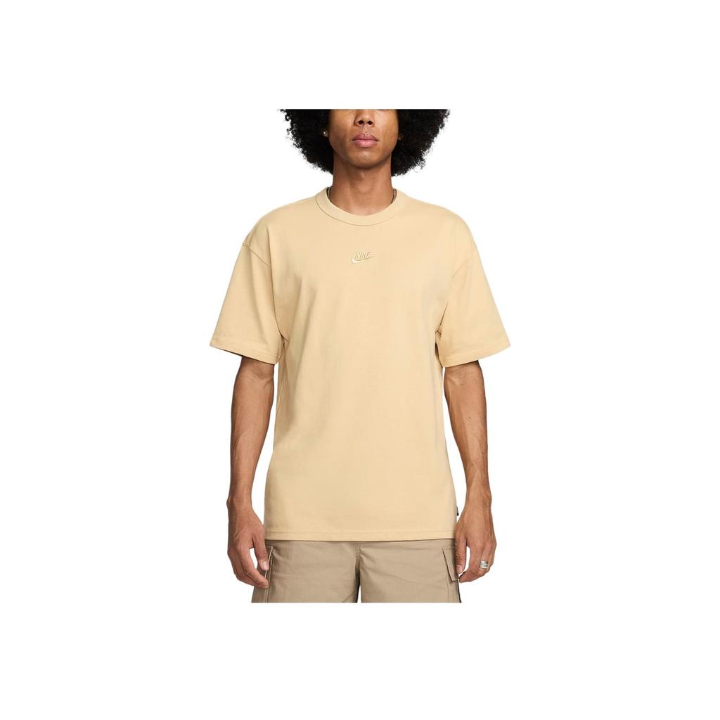 Nike Sportswear Premium Essentials Solid Color Logo Crew Neck T-Shirt Men Tops Sesame-Brown DO7393-252
