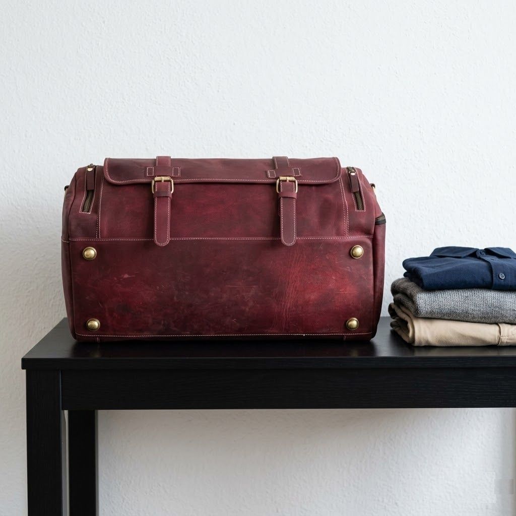 Genuine Leather Travel Duffel Bag Weekend Luggage Buffalo Leather Duffle Bag