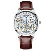 AILANG Orologi da Uomo Nero Doppio Tourbillon Cinturino in Pelle Orologi Meccanici Automatici Tourbillon Volante Impermeabile