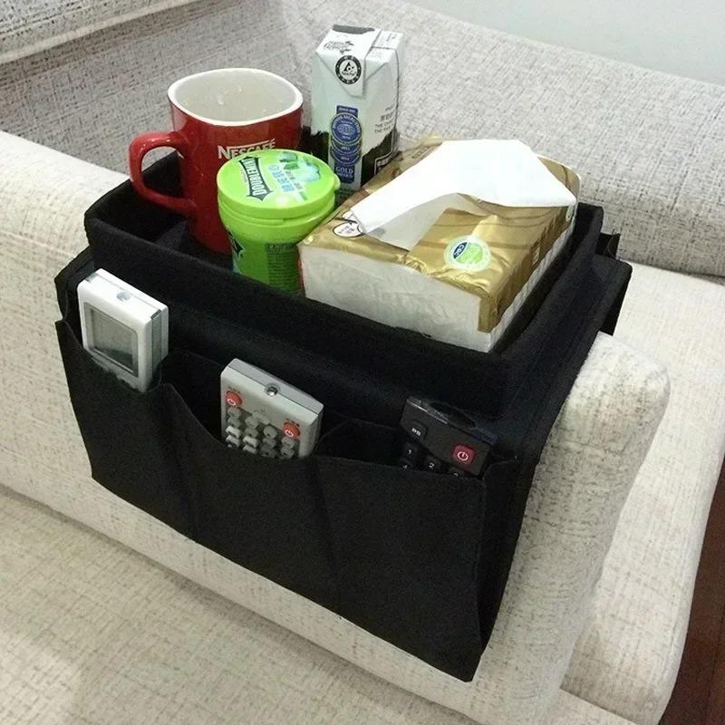 Bolsa Organizadora de Apoio de Braço de Sofá com 4 Bolsos - Bandeja Antiderrapante para Sofá para Controlo Remoto, Telefone, Snacks - Sala de Estar &; Essencial para Apartamento (serve Cadeira, Dormitório)