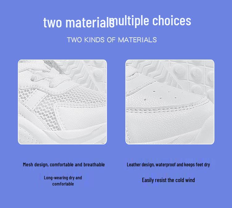 Kids' White Leather Sneakers: Casual, Solid Color, Campus Running Shoes In Stock for Middle and Big Kids