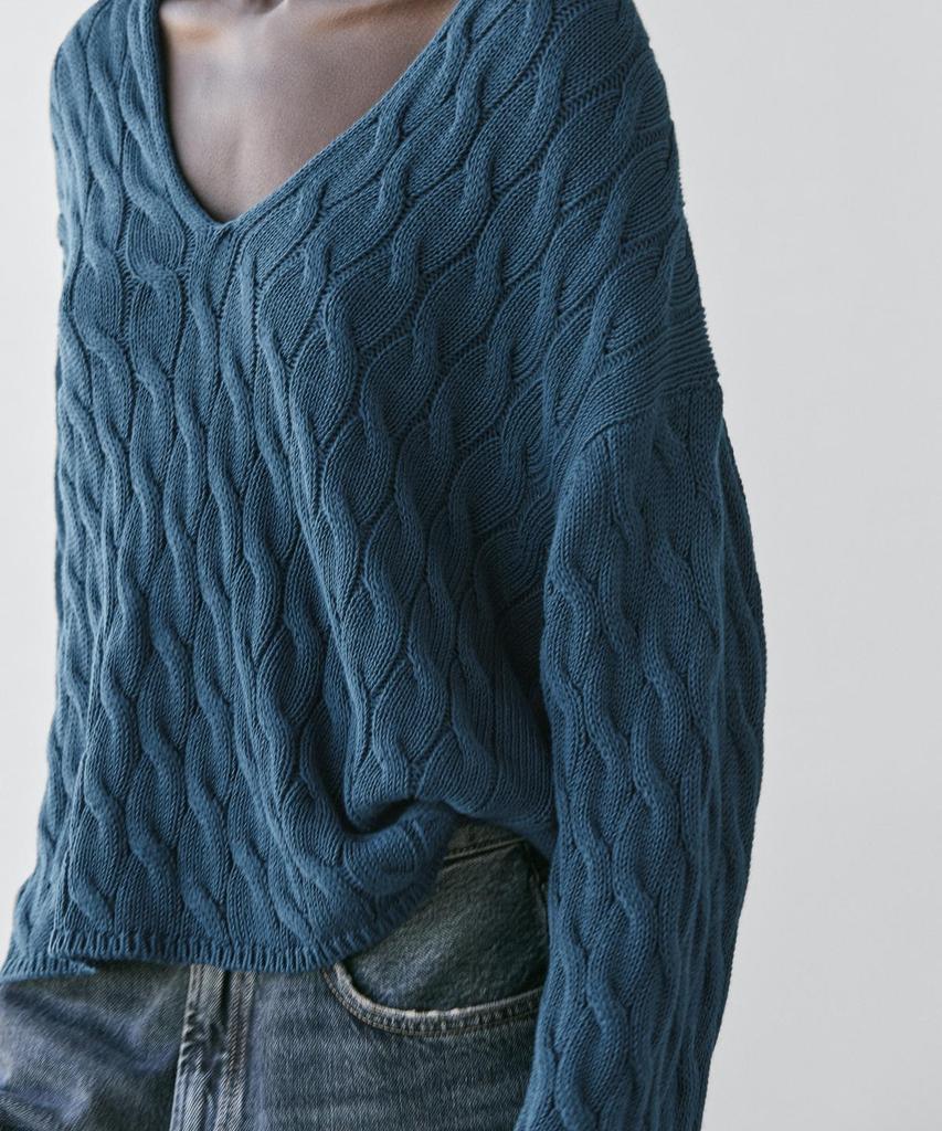 Masimodutti Note Detail Cotton Blend Knit Sweater
