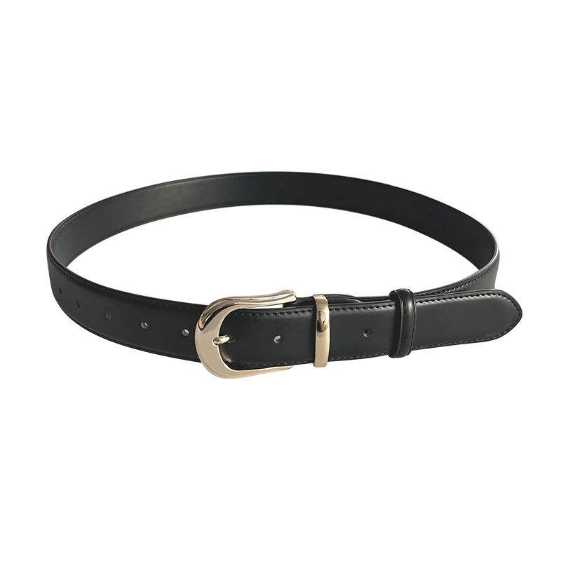 Genuine Leather Women's Belt, Cowhide, Versatile and Simple Matching with Casual Pants, Jeans, Women's Decorative Leather Belt Width 3.3CM