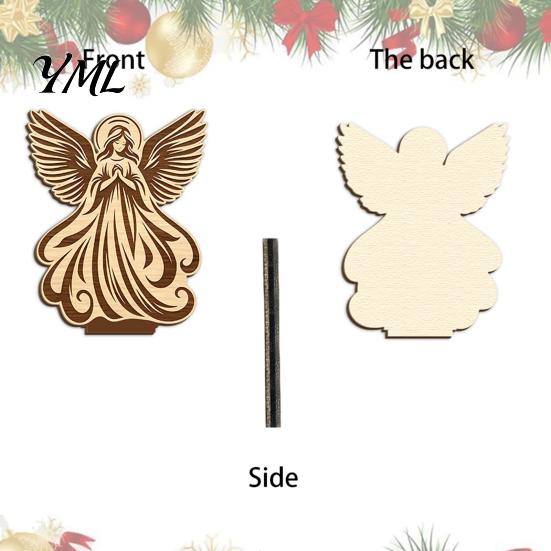 Stable Wooden Base Candle Holder, Praying Angel Tabletop Tealight Stand, Religious Poplar Plywood Ornaments Decorative Candlestick for Mantel, Dining