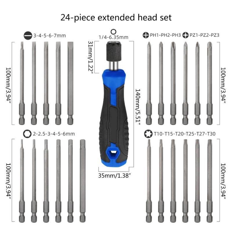 Precision Screwdriver Set 24 in 1 Screwdriver Kit with 23 Bits Impact Screwdriver Electronics Repair Tool for Computer