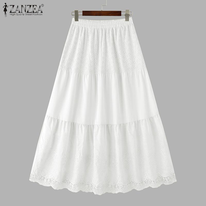 ZANZEA Women Casual Elegant Lace Patchwork A-Line Skirts