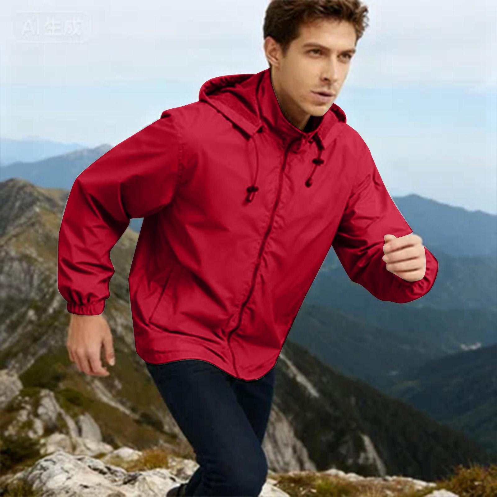 

Мужская уличная ветровка с капюшоном - Ветрозащитная и водонепроницаемая верхняя одежда XL красный