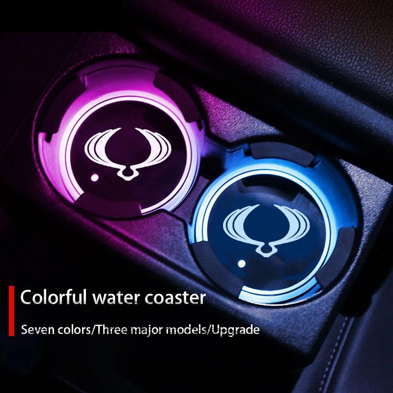 2Pcs Luminous Car Cup Coaster Holder Car Led Atmosphere Light For Ssangyong Korando Kyron Musso Rexton Tivoli Actyon Rodius 2022