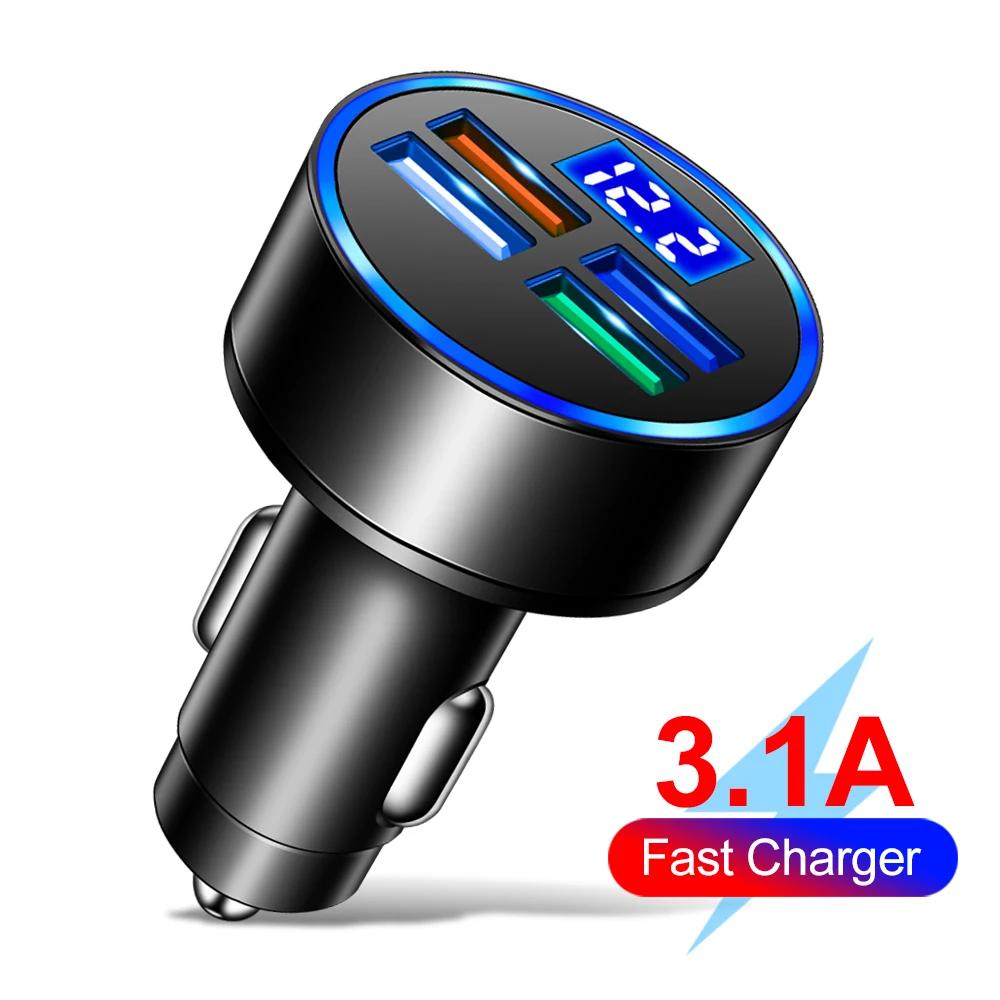 250W 6 Ports Car Charger Fast Charging PD QC3.0 USB C Car Phone Charger Type C Adapter in Car For iPhone Samsung Huawei Xiaomi