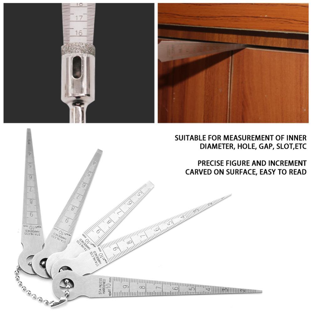 5 Cutters Feeler Gauge 1-10mm Welding Gauge Metric Taper Feeler for Designers Engineers