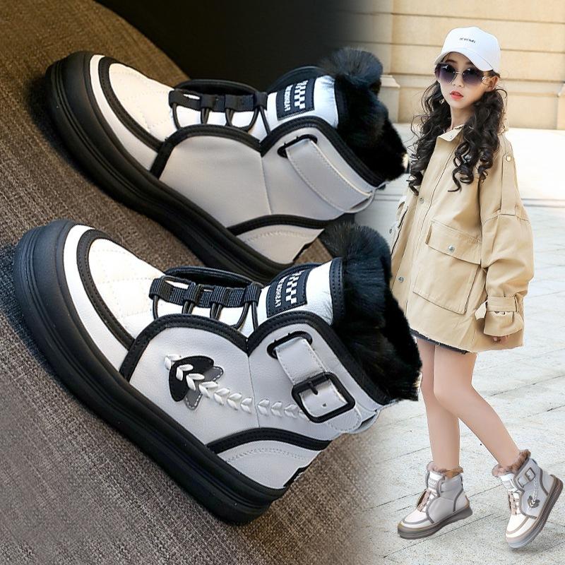 Dívčí sněhule zimní nový styl zahuštěné teplé severovýchodní chlapecké velké bavlněné boty protiskluzové dětské boty s měkkou podrážkou