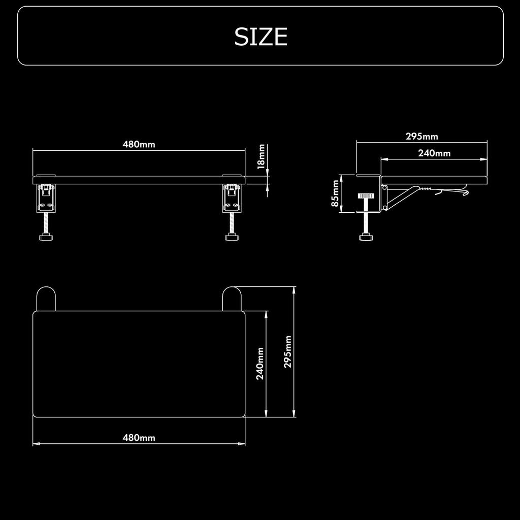 Bauhutte Neigbare Tastatur Verstellbarer Winkel Tastatur Nachrüstschale, Ständer, Erweiterung, BHP-480KT-BK