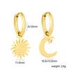 Romantic Asymmetric Stainless Steel Gold Color Sun Moon Pendant Drop Earrings for Women Shiny Zirconia Earrings Trendy Jewelry