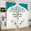 2PCS- Muslim Ramadan - Printed curtain - Polyester material, suitable for bedroom, living room, study