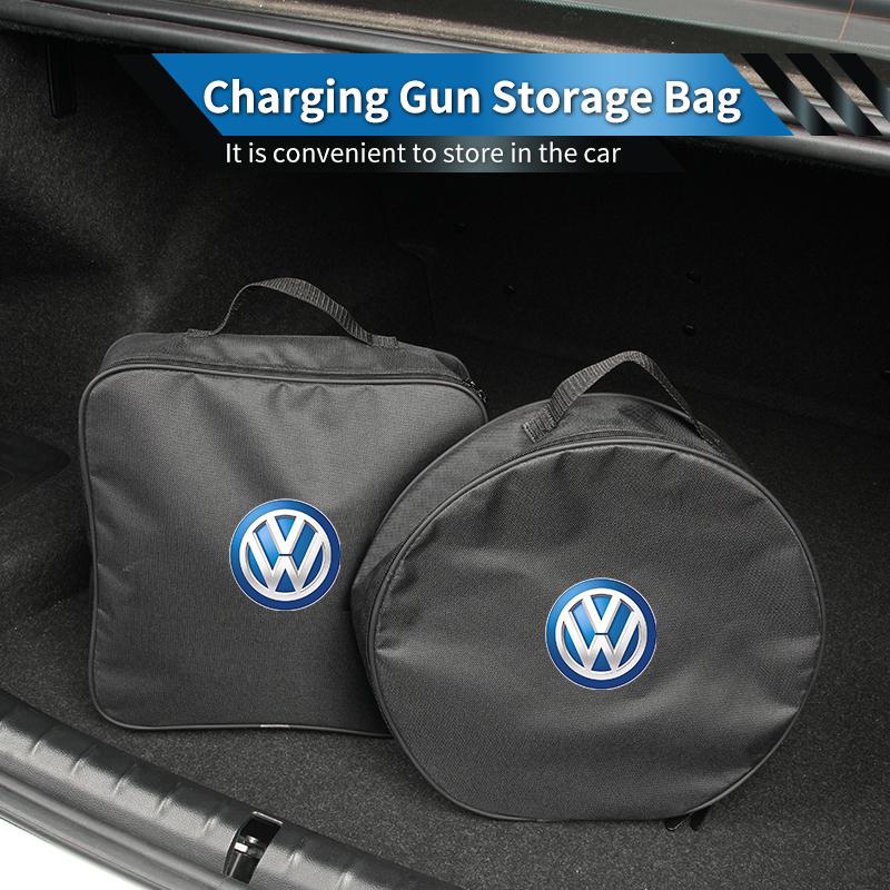 VW Car Charging Gun Bag Oxford Cloth Gun Cables Storage Box Auto Accessories For Volkswagen VW Scirocco Jetta Beetle Golf Passat