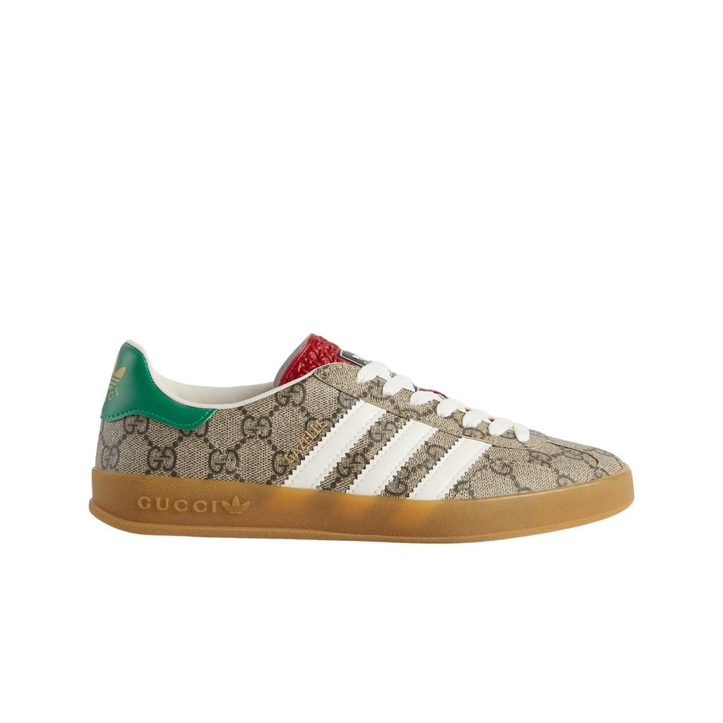 (w) Gucci X Adidas Gazelle Sneakers Beige Ebony Gg Supreme Canvas