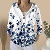 Women's Fashion Casual Sweater Button-Up Print Cardigan  Hooded Jacket
