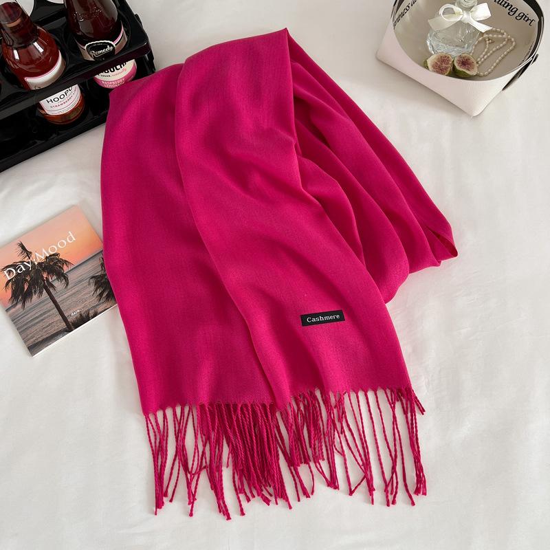 Green winter new solid color imitation cashmere scarf versatile gift men's and women's shawl tide