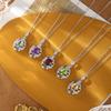S925 Sterling Silver Necklace Women's Natural Crystal Stone Topaz Pendant Light Luxury Color Treasure High-end Clavicle Chain