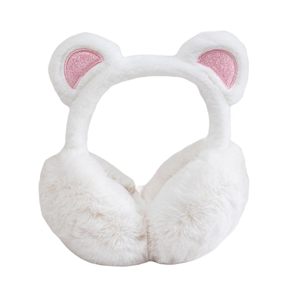 Anti-Freeze Sequins Bear Ear Earmuffs Plush Winter Ear Muffs Cute Ear Cover  for Women Girls