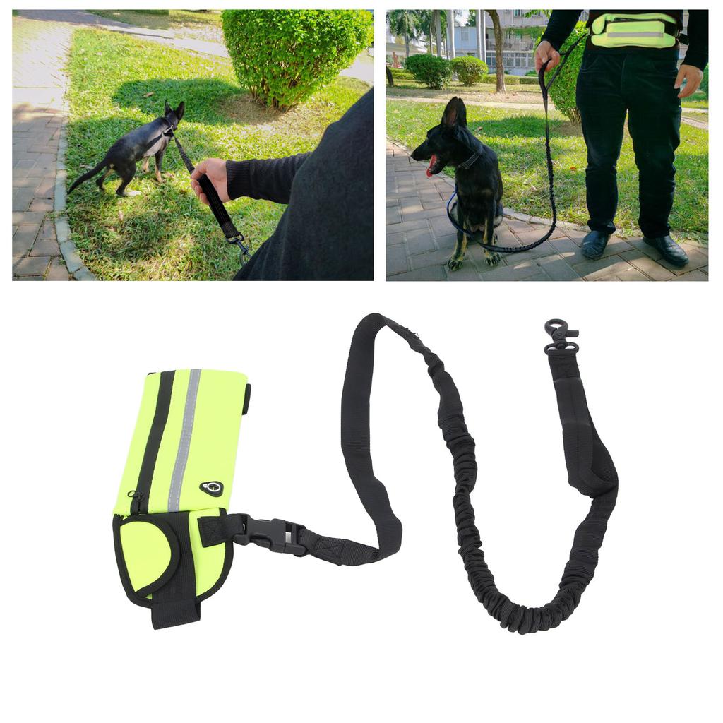 Dog Leash with   Pouch Waist Leash for Dog Walking Training Running Elastic Rope Waist Bag Reflective