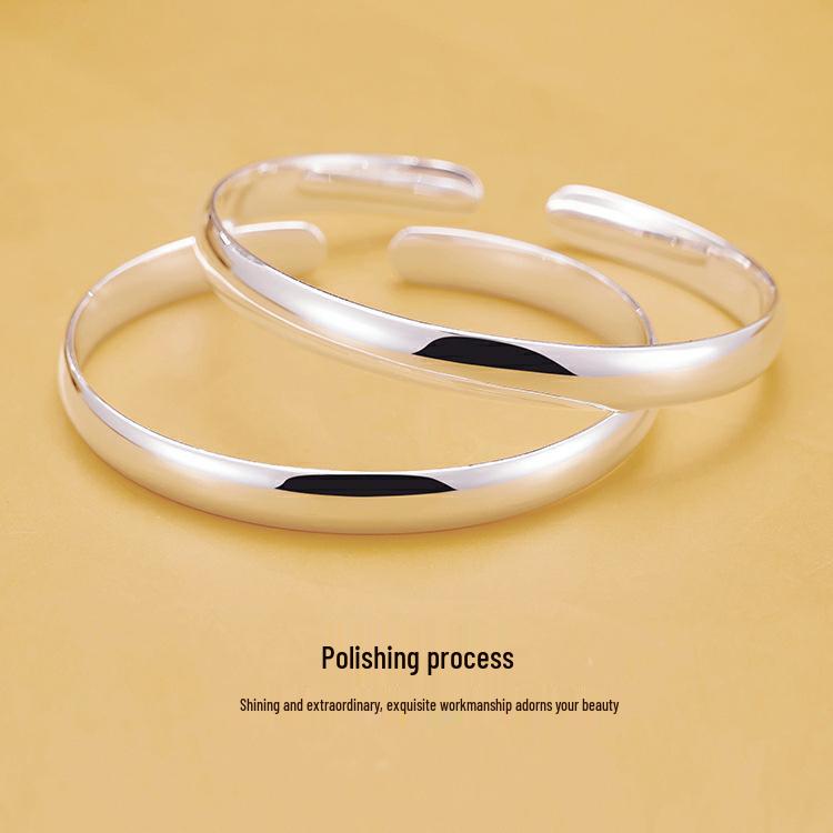 Korean Style Simple Silver Plated White Copper Bangle Bracelet