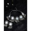 Shining Diva Fashion Neuestes, stilvolles, ausgefallenes Tribal-Halsketten-Schmuckset aus oxidiertem Silber für Damen