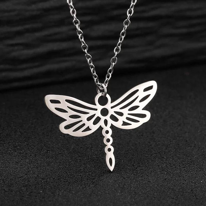 

Stainless Steel Dragonfly Necklace For Women Elegant Choker Chain Pendant Party Jewelry Gift