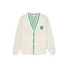 MLB Logo V-Neck Button Cardigan Sweater Women Sweater Cream 3AKCV0141-50CRD