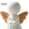 Resin Ornaments for Desktop Minimalist Angel Figurine with Wood Texture Wings, Compact Statue, Decorative Statues Living Room White Sculpture