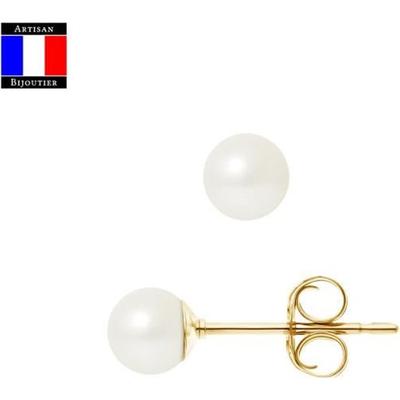 Compagnie Générale Des Perles - Genuine Cultured Pearl Earrings 5-6 Mm 18K Gold - Push System - Women's Jewelry