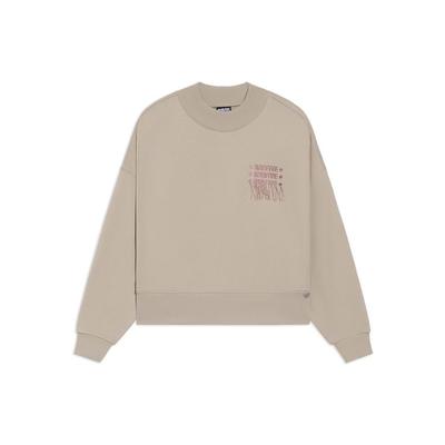Li Ning Badfive Sports Basketball Series Letter Geborduurde Pullover Sweatshirt Dames sweatshirt Kasjmiergrijs AWDS148-2