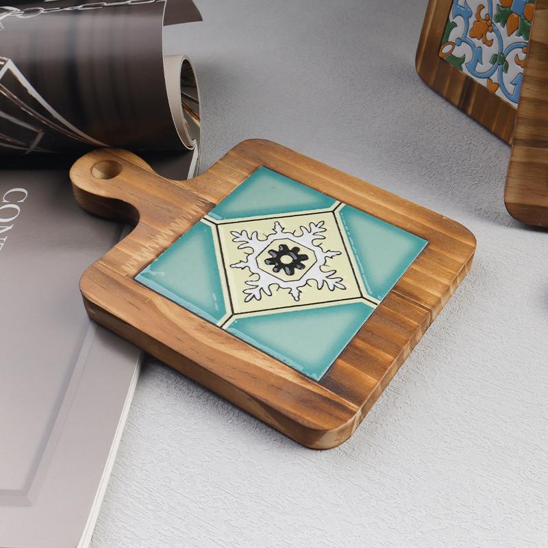 European-Style Wood-Patterned Ceramic Heat-Resistant Mats High-Temperature Resistant Kitchen Placemats Insulated Pot Mats